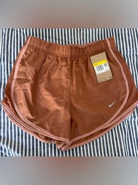 Nike Women’s Rust Brown Athletic Shorts with Pink Trim
